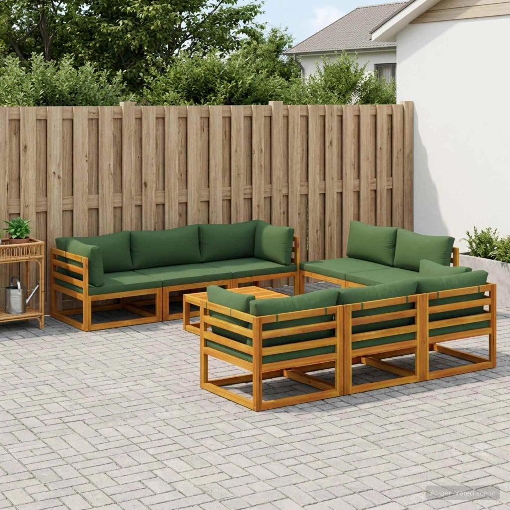 Set Salotto da Giardino Componibile 9 Pezzi Naturale 3417256