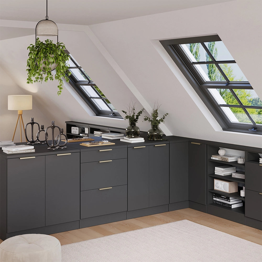 Mobile per mansarda Rion Antracite-oro/Antracite 80 x 83.8 cm senza inclinazione con 2 ante Vicco