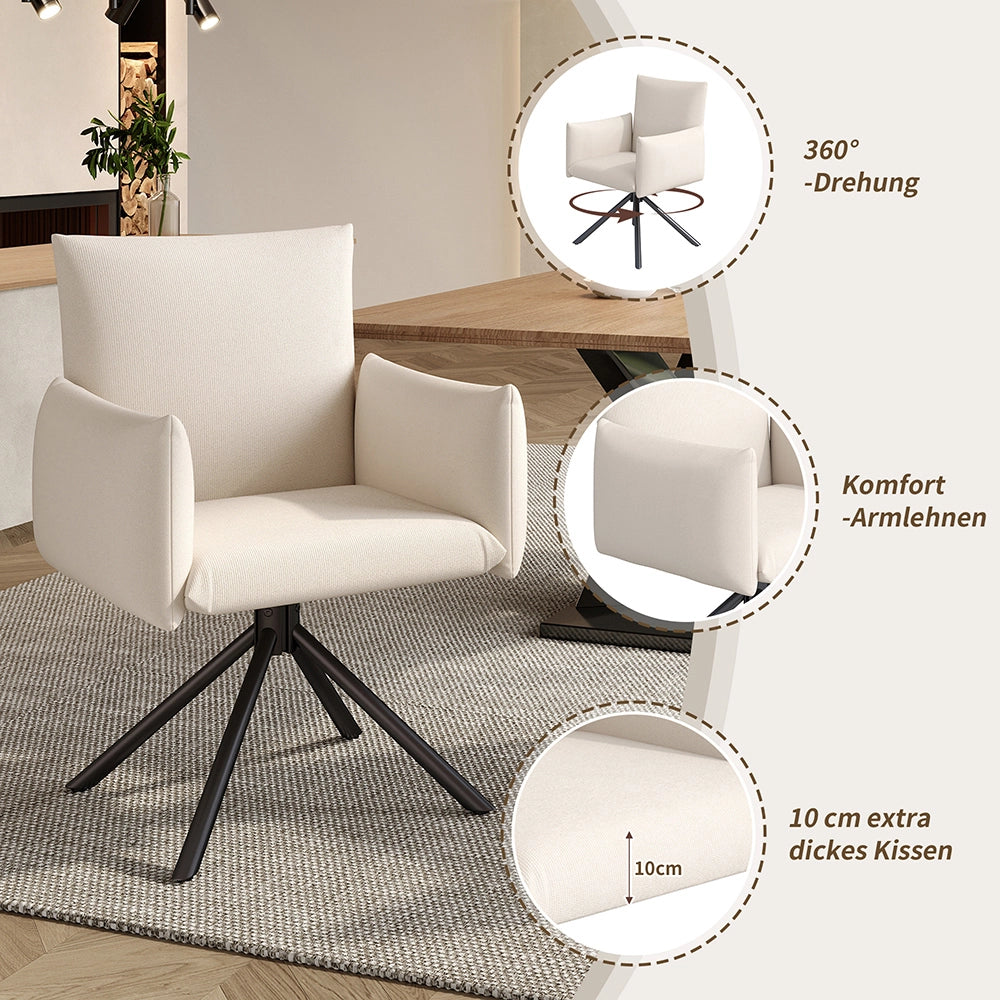 Sedia-Xylo-Lotto 2 girevole 360?? lino beige supporto lombare
