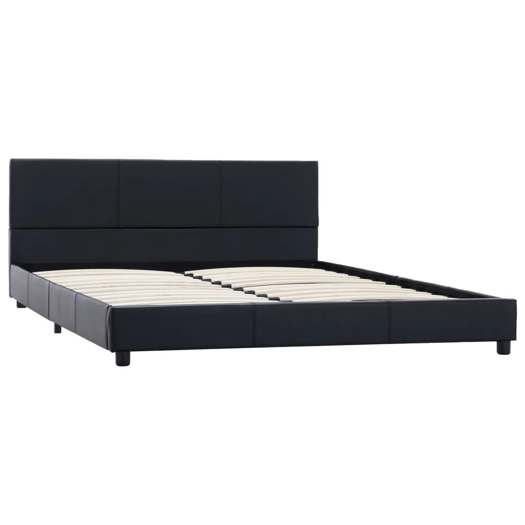 Letto matrimoniale | Letto per adulti | Giroletto Nero in Similpelle 140x200 cm