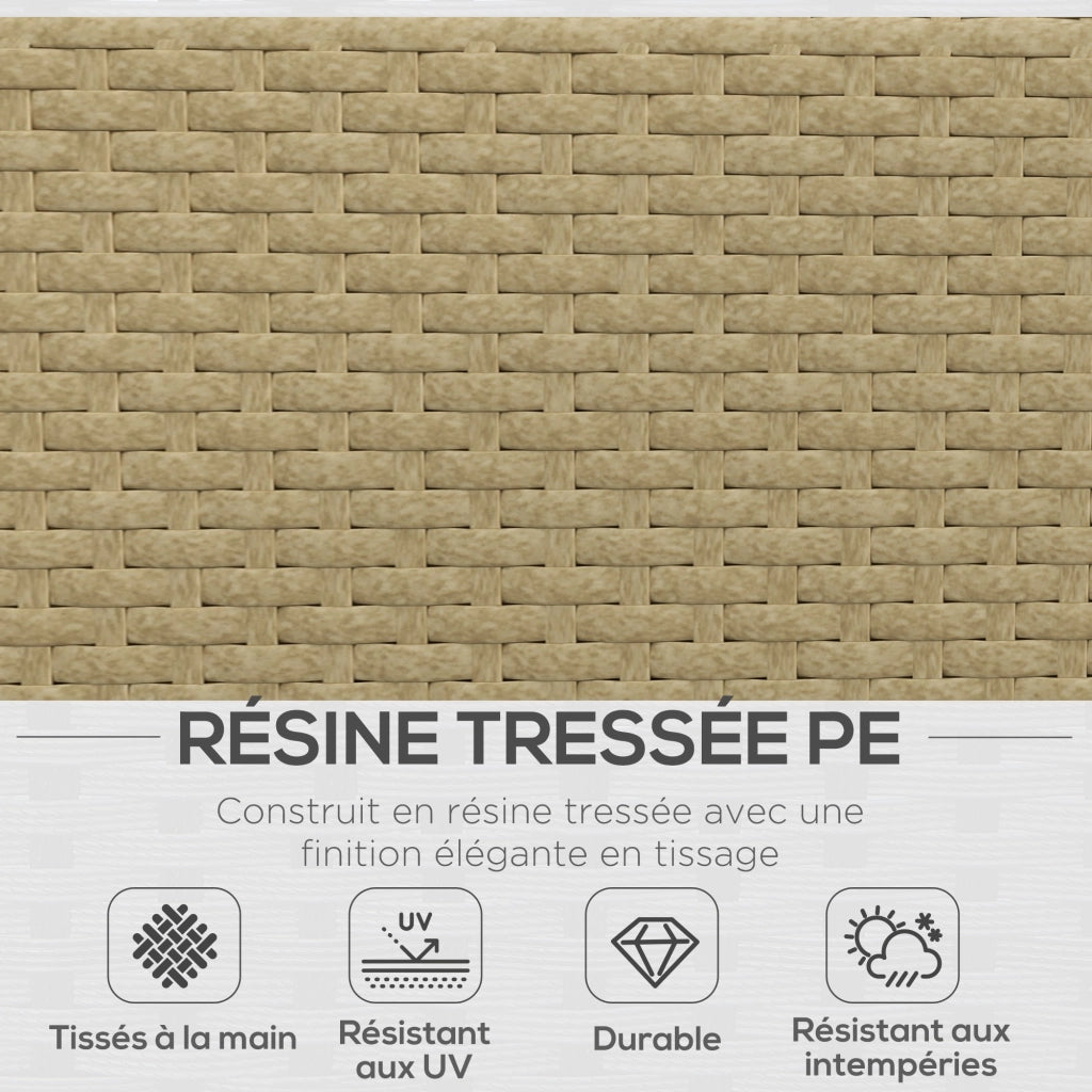 Divano Angolare 5 Posti con Tavolino ¨C Zephmum ¨C Beige, Polyrattan, Acciaio
