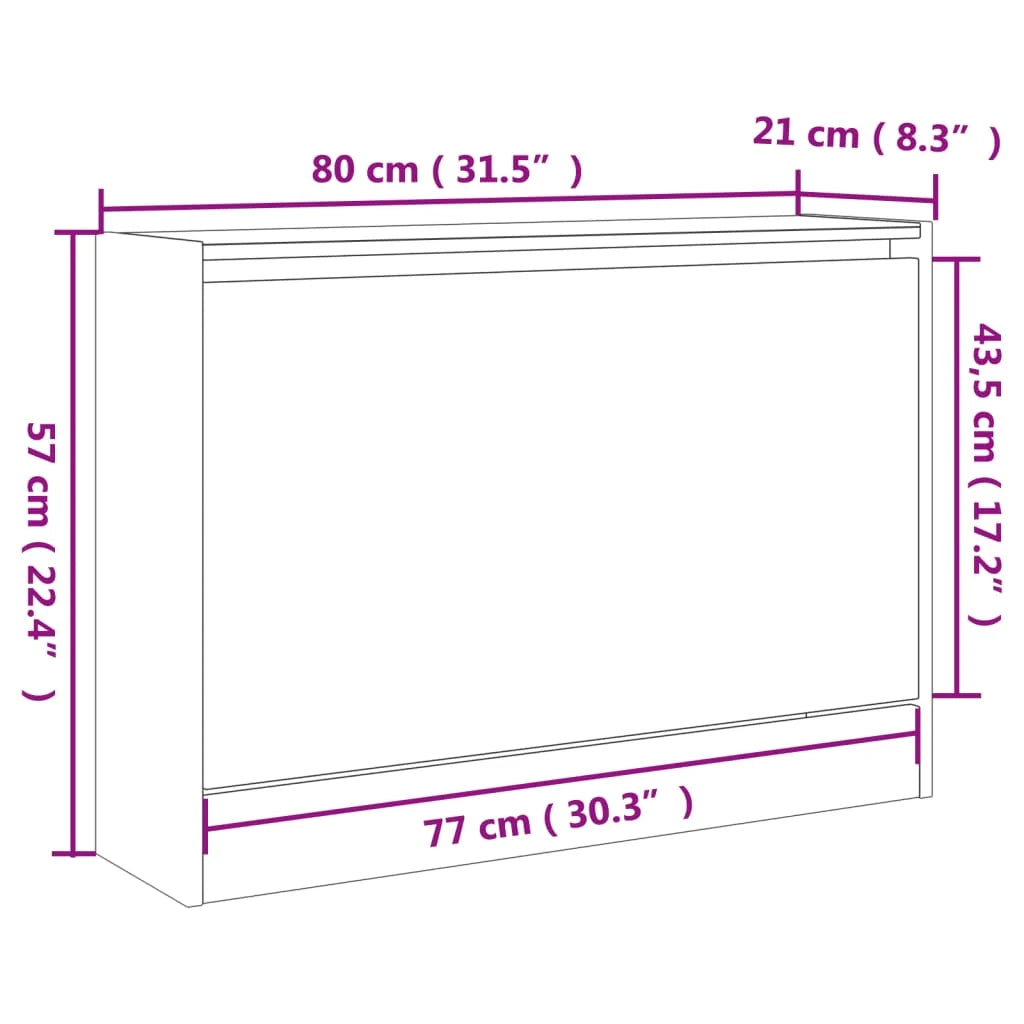 Scarpiera mobiletto portascarpe mobile per ingresso/corridoio/soggiorno 80 x 21 x 57 cm legno ingegnerizzato marrone 02_0021589