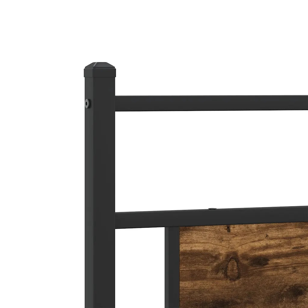 vidaXL Giroletto senza Materaso in Metallo Rovere Fumo 193x201 cm