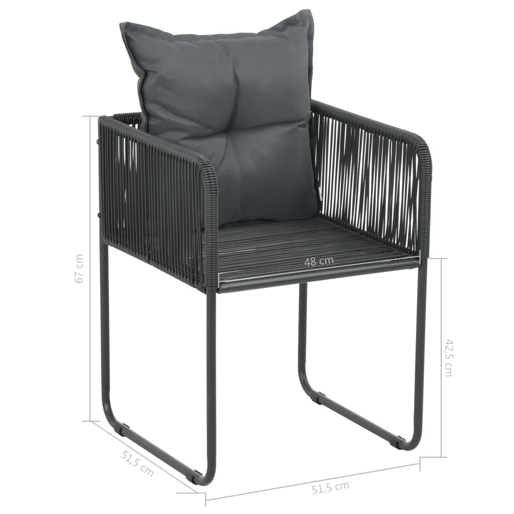 Set da Pranzo da Giardino 7 pz in Rattan PVC Nero e Marrone 3060110