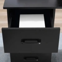 Scrivania Moderna in Legno con 3 Cassetti e 3 Ripiani per Camera e Ufficio, 120x49x72cm, Nero