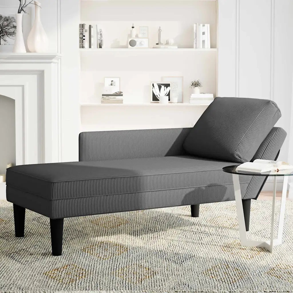 Sdraio con Cuscino Destro in Velluto a Coste Grigio Scuro CFW4301485