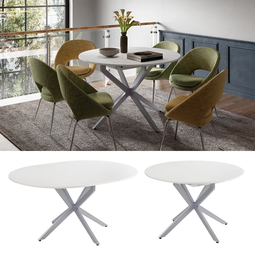 Vicco tavolo da pranzo allungabile Bianco/Grigio 120 x 76.5 cm Estensibile