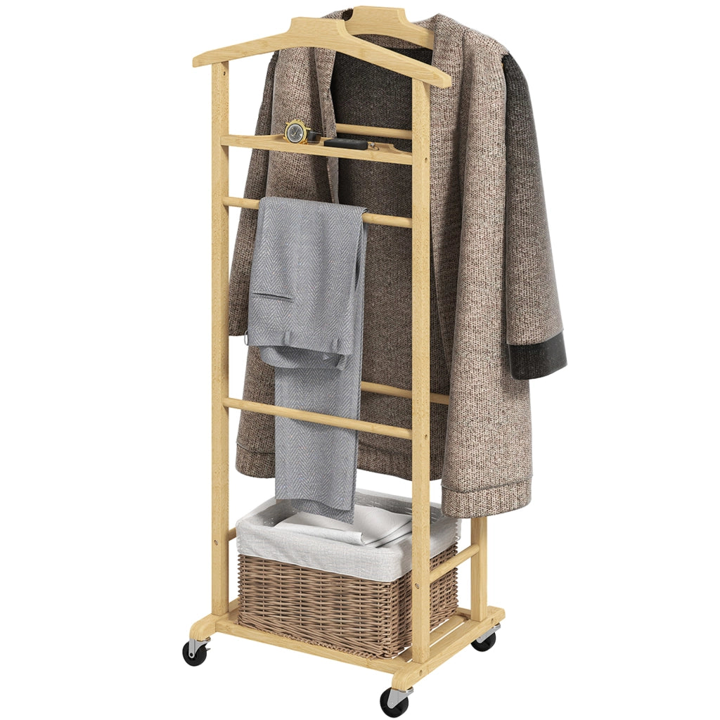 Armadio con appendiabiti e ruote ¨C zephmum ¨C bamboo 47x33,7x105,5 cm naturale