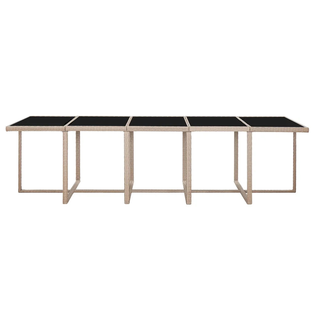 Set da Pranzo da Giardino 15 pz con Cuscini in Polyrattan Beige