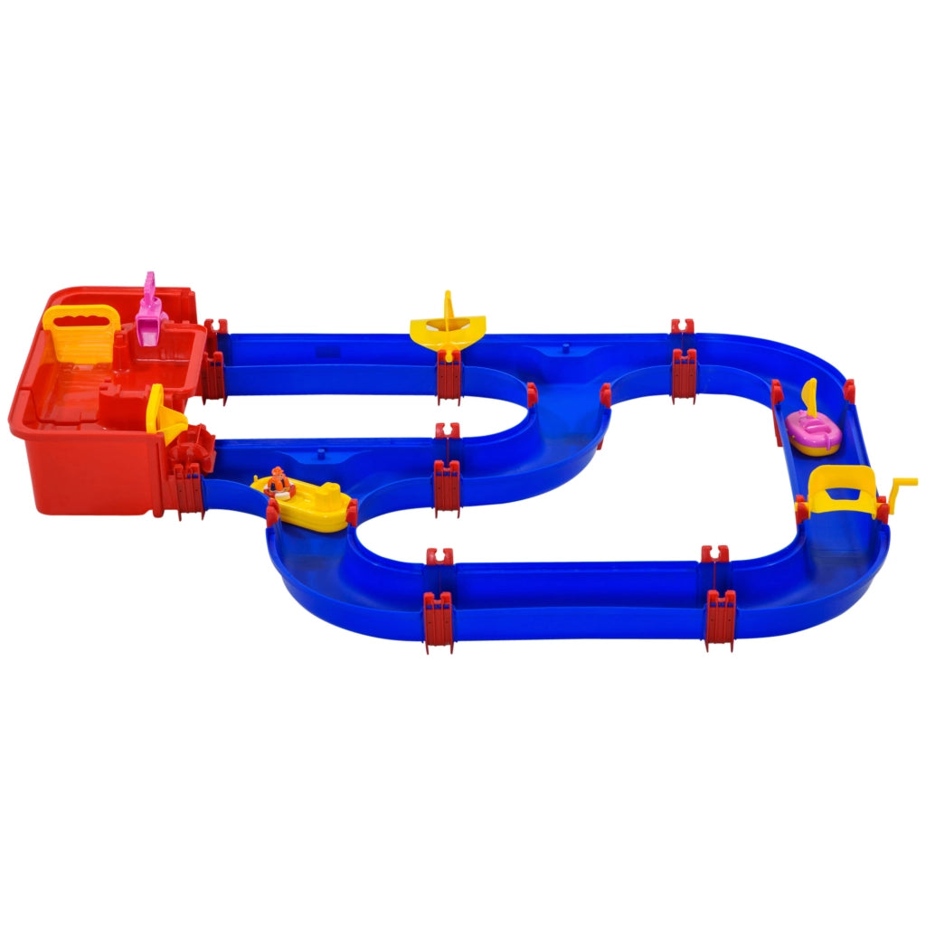 Playset Acquatico 53 Pezzi con Acqua e Sabbia, Percorso Acquatico per Bambini 3-6 Anni con Accessori e Parti Componibili, in PP, 123x90x7cm, Blu e Rosso