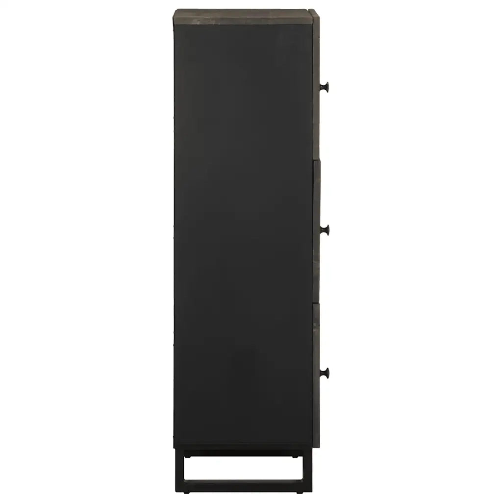 Credenza Nera 40x33x110 cm in Legno Massello di Mango 4017713