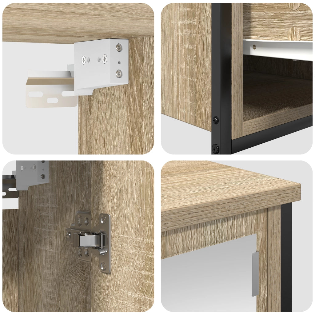 Set di Mobili per Bagno 5 Pezzi in Legno Ingegnerizzato Rovere Sonoma