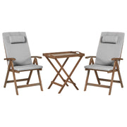 Set da giardino in acacia massiccia naturale con cuscini Grigio melange in stile rustico