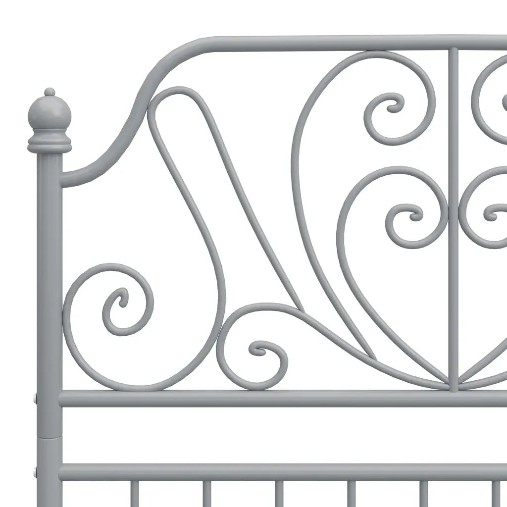 Letto singolo | Letto per adulti | Giroletto Grigio in Metallo 90x200 cm