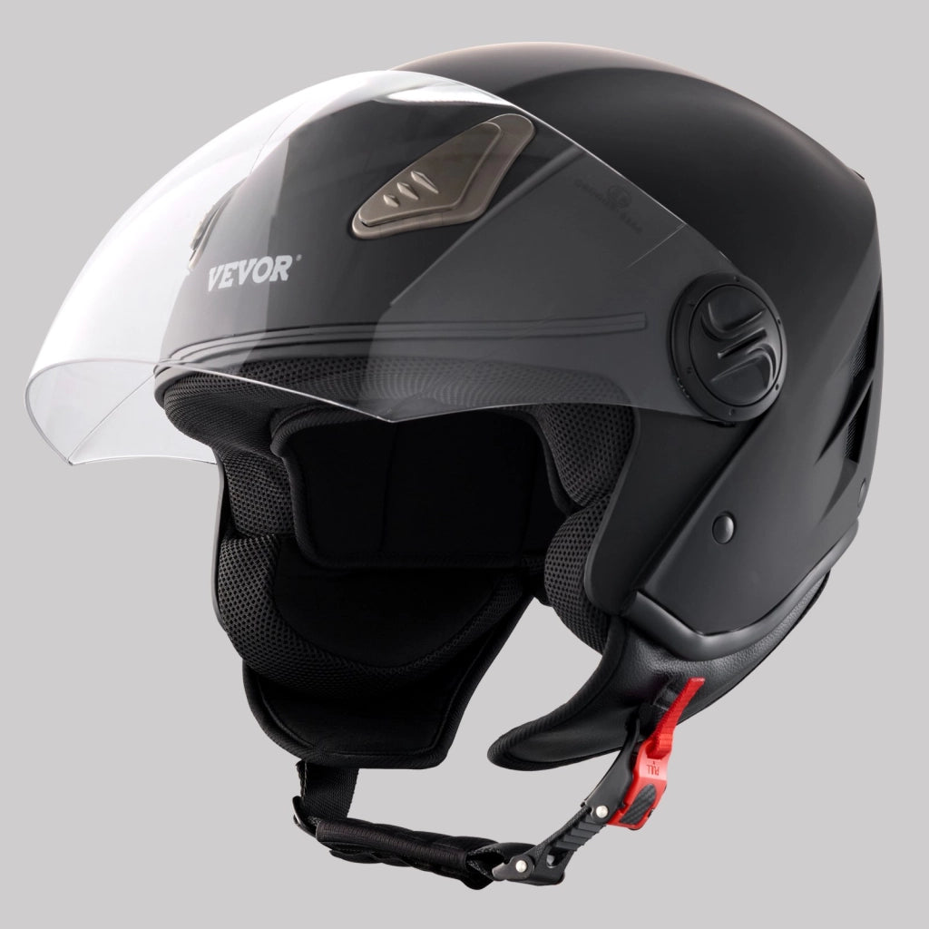 MD-202 Casco da Moto 3/4 in ABS con Doppia Lente Casco da Strada Ventilato e Resistente Taglia M
