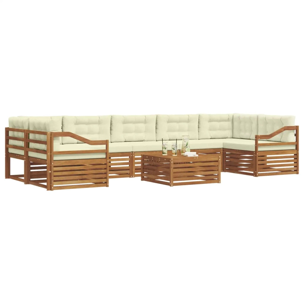 Set di divani da esterno con cuscino 8 pcs Naturale e Crema