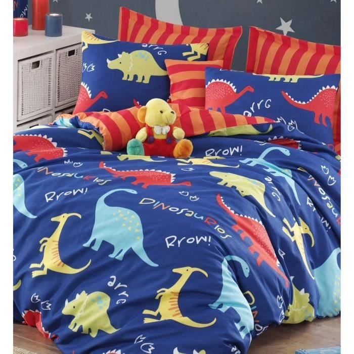 Completo letto - 1 copripiumino 220 x 240 cm + 2 federe 60 x 60 cm - 65% cotone, 35% poliestere - Blu