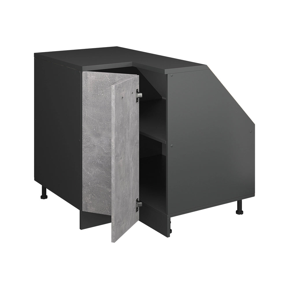 Mobile cucina angolare per sottotetto R-Line Calcestruzzo/Antracite 75.6 cm con 1 porta, carcassa dell’armadio profondità 60 cm Vicco
