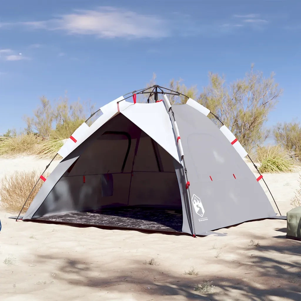 Tenda da Spiaggia 3 Persone-Tenda da campeggio Grigio Rilascio Rapido Impermeabile 713644