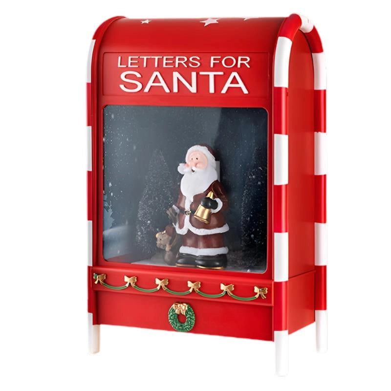 MAURY'S CASSETTA POSTALE ROSSA CON BABBO NATALE,LED,MUSICA E NEVE DIMENSIONI 25X15X40H CM