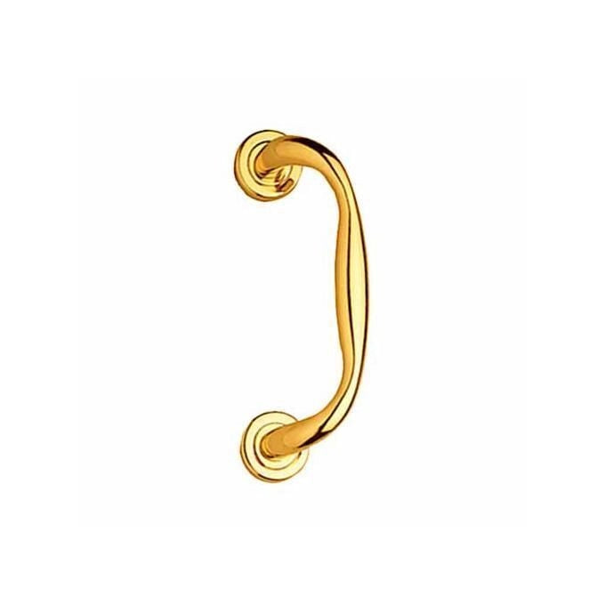 Ghidini 24982 OLV Airone Maniglione Zancato Sagomato per Porte in Legno Bocchette 45 mm Interasse 18 cm colore Ottone Lucido