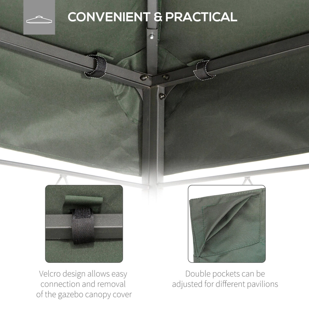 Copertura per Gazebo  a 2 Livelli  con Cinghie e 10 Fori di Drenaggio 4x3m in Poliestere Grigio Scuro
