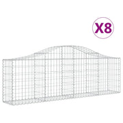 Set di 8 gabbioni ad arco per recinzione gabbia o muro di contenimento 200 x 30 x 60/80 cm ferro zincato argento 02_0041166