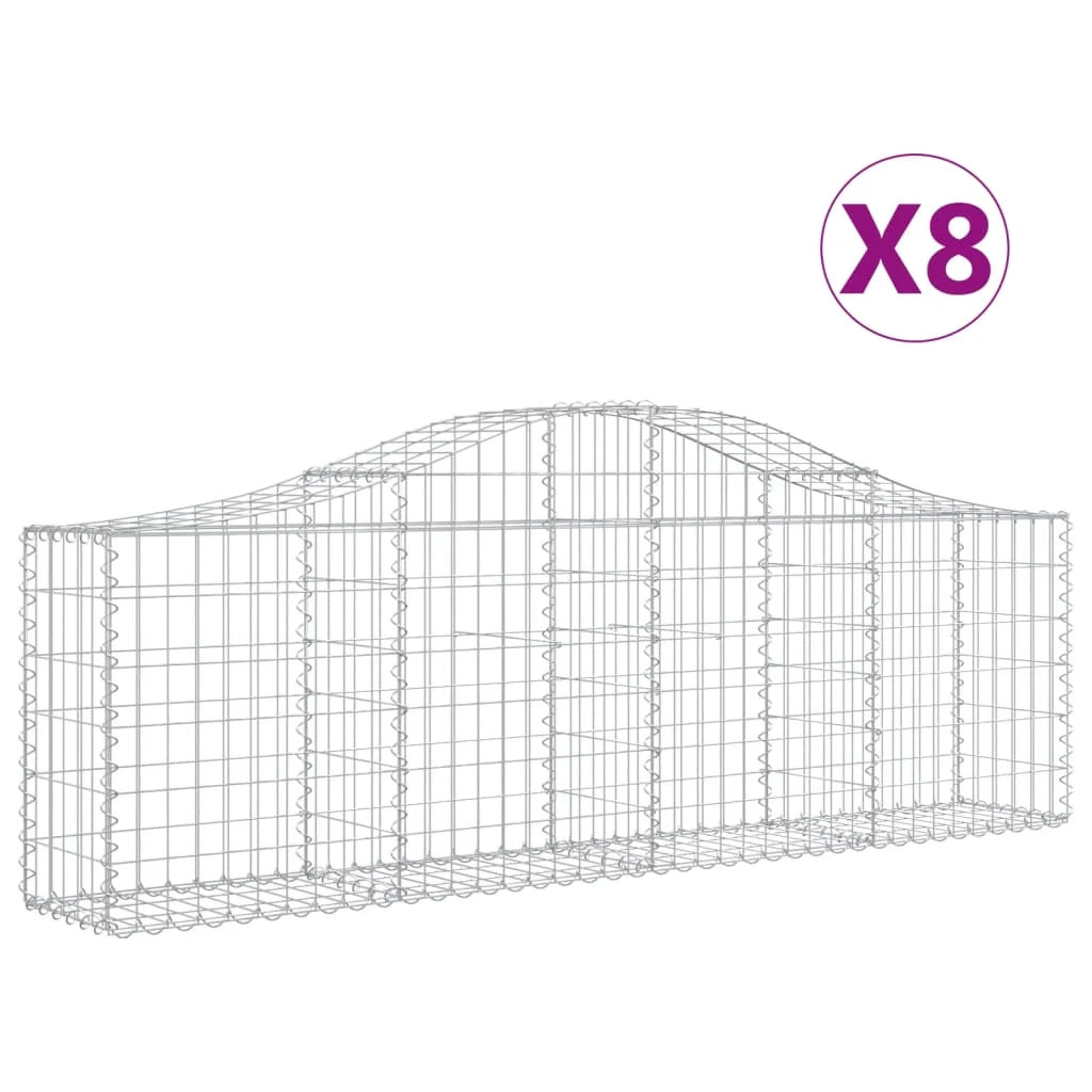 Set di 8 gabbioni ad arco per recinzione gabbia o muro di contenimento 200 x 30 x 60/80 cm ferro zincato argento 02_0041166