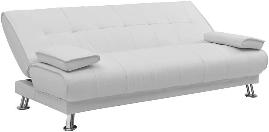 Divano letto tre posti, reclinabile, ecopelle bianco Sicorage 187cm Crucy