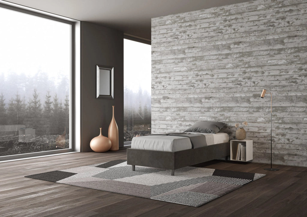 Letto 1 Piazza e Mezzo Sommier 120x190 cm Senza Rete Azelia Grigio