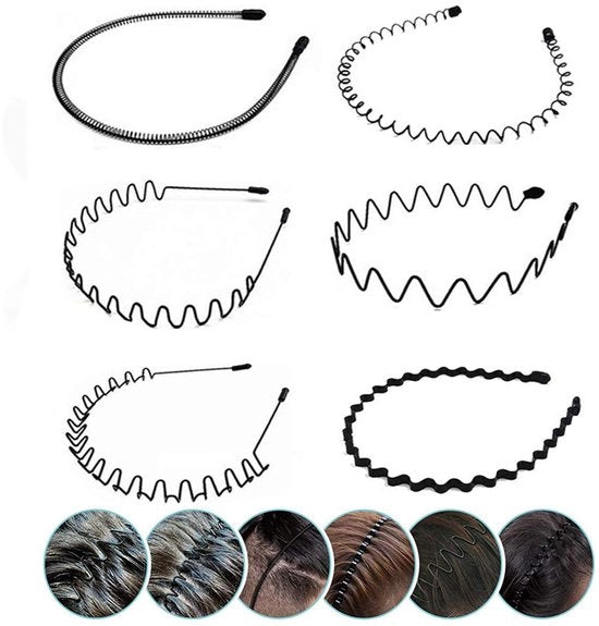 Set di 6 Cinture in Metallo Nero - Cintura ondulata e antiscivolo per Signore e Signori
