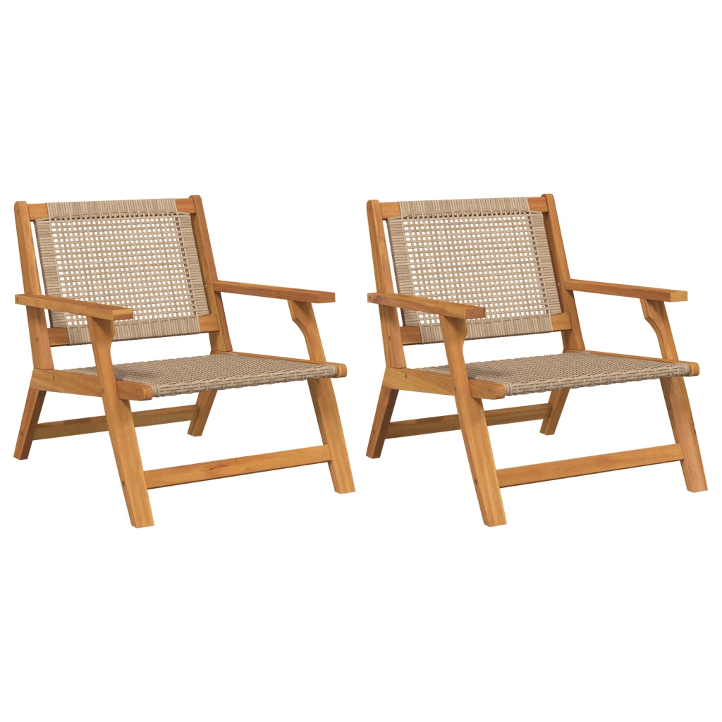 sedie da giardino 2 pcs beige 76x67x73.5 cm legno massello di acacia