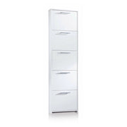 Mobile Portascarpe Asclepio, Scarpiera 10 Paia Made in Italy, 50x18x178h cm Bianco