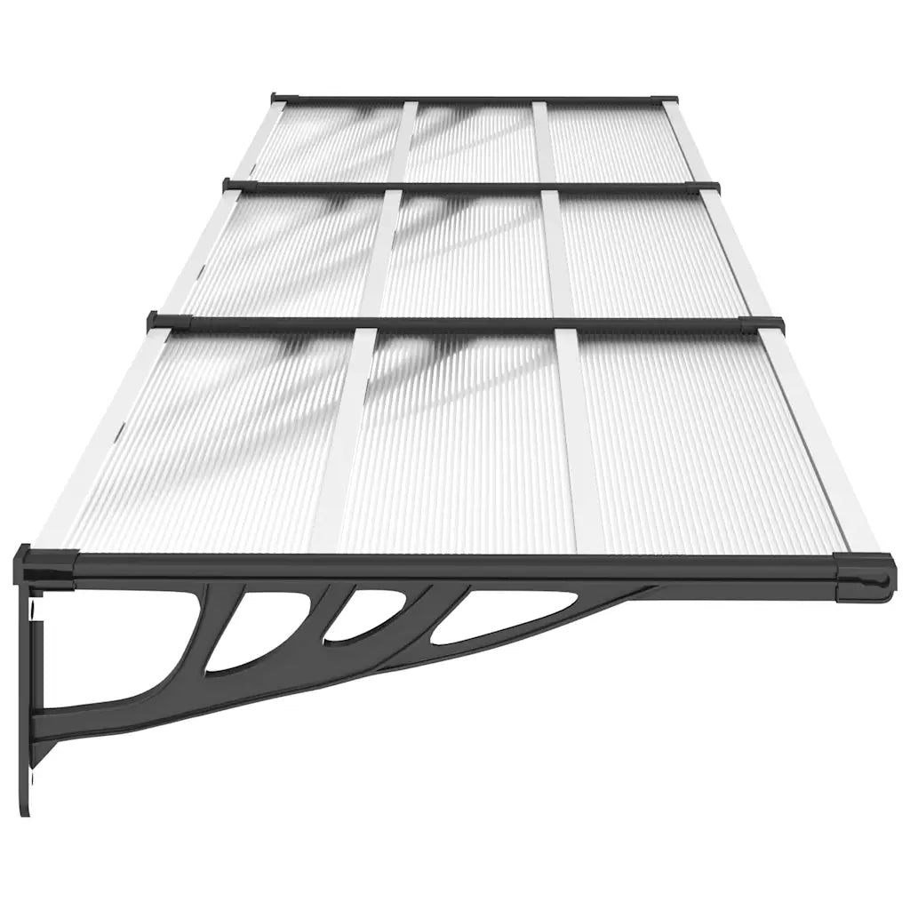 Tettoia per Porta Nero e Trasparente 358,5x90 cm Policarbonato 153688