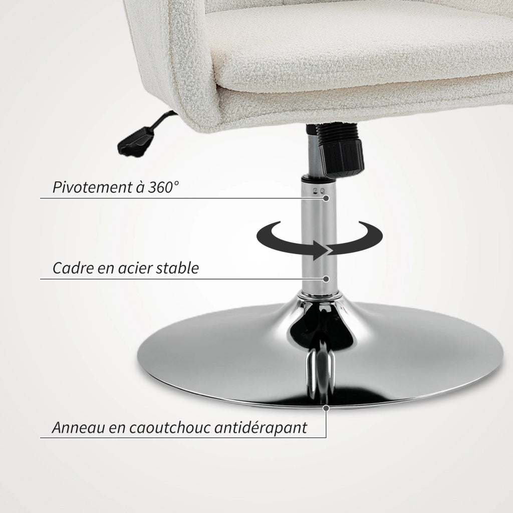 Poltrona girevole reclinabile con poggiapiedi ¨C zephmum ¨C 61x64x80-92 cm, colore bianco