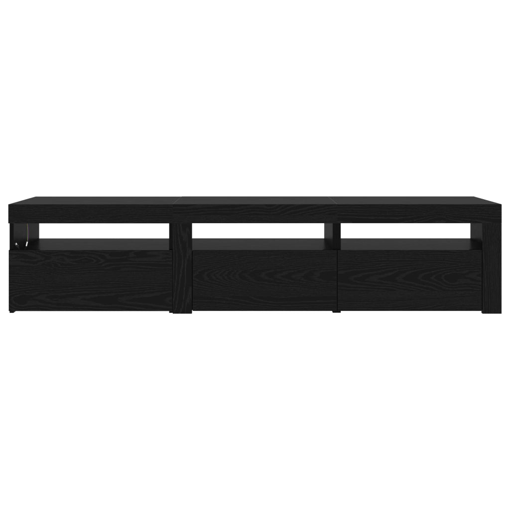 Mobile TV  2 pcs con luci LED in rovere nero legno ingegnerizzato