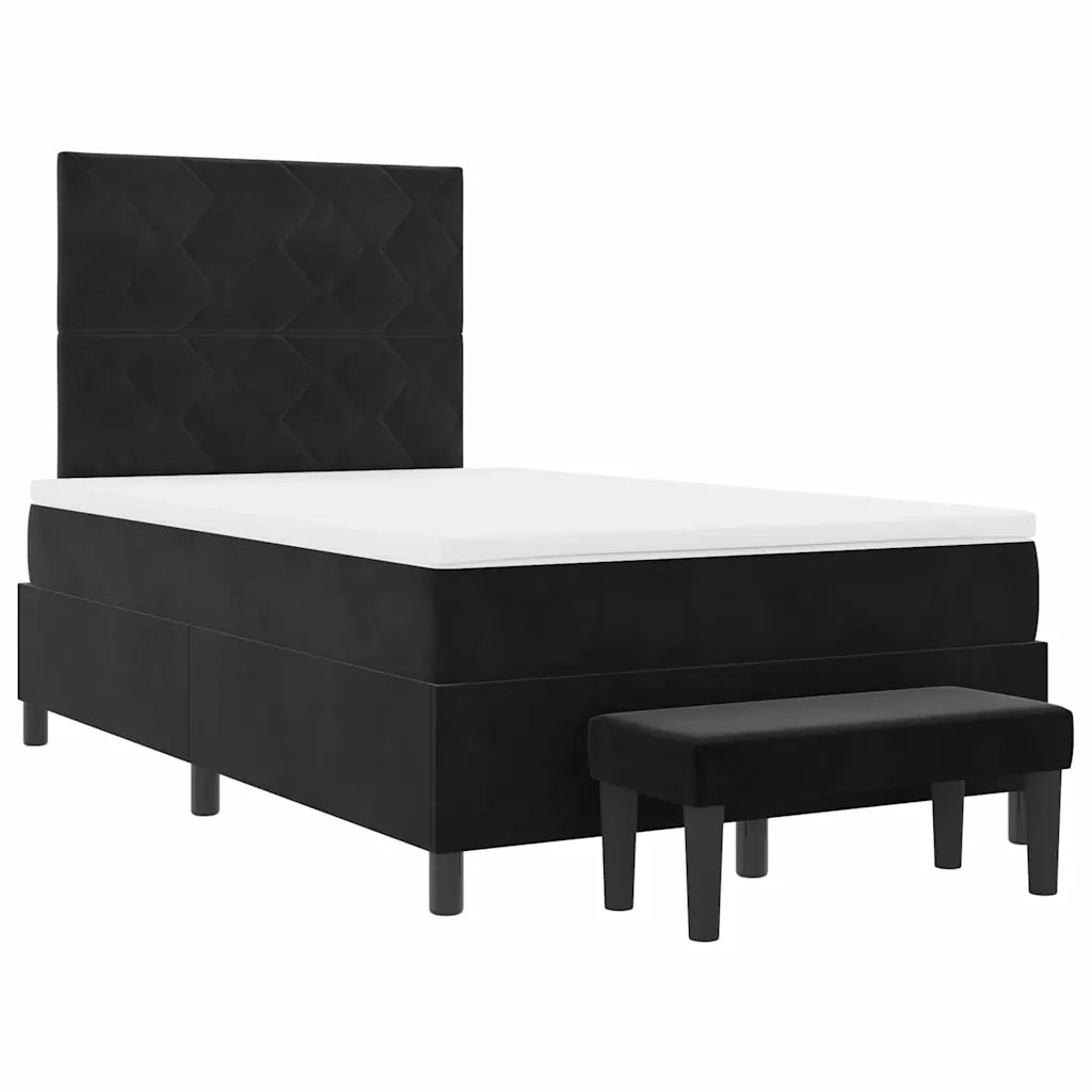 Letto a molle con materasso Nero 120 x 190 cm Velluto