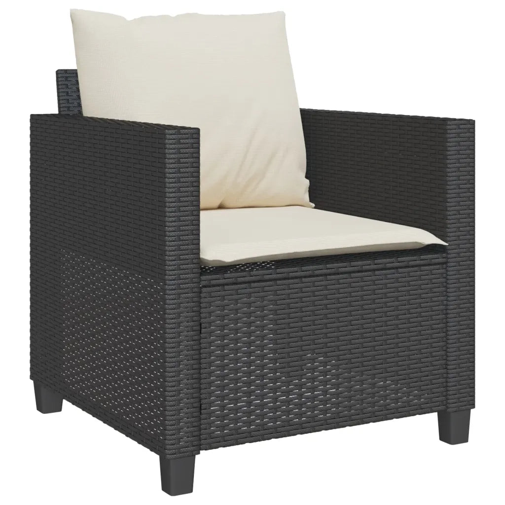 Set da BistrÃ² 3 pz con Cuscini Nero in Polyrattan
