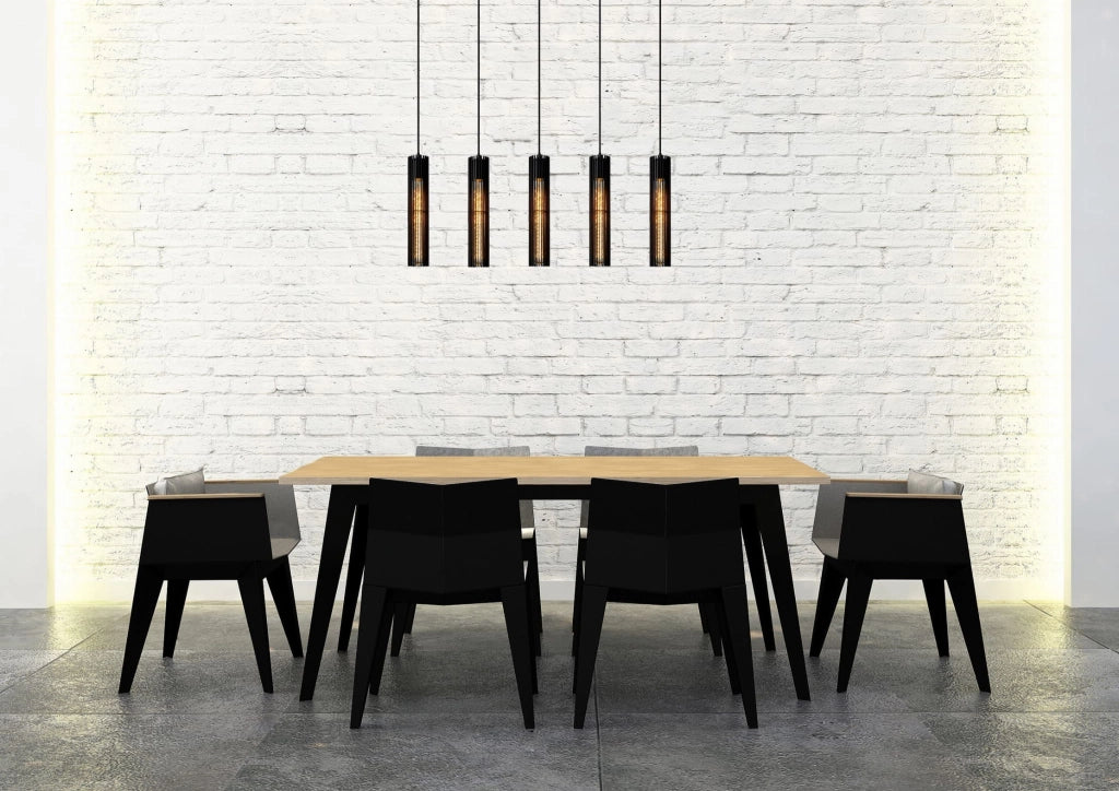 Lampadario Lucide Lionel 5 luci E27 nero dimmerabile