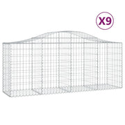 Set di 9 gabbioni ad arco per recinzione gabbia o muro di contenimento 200 x 50 x 80/100 cm ferro zincato argento 02_0041273