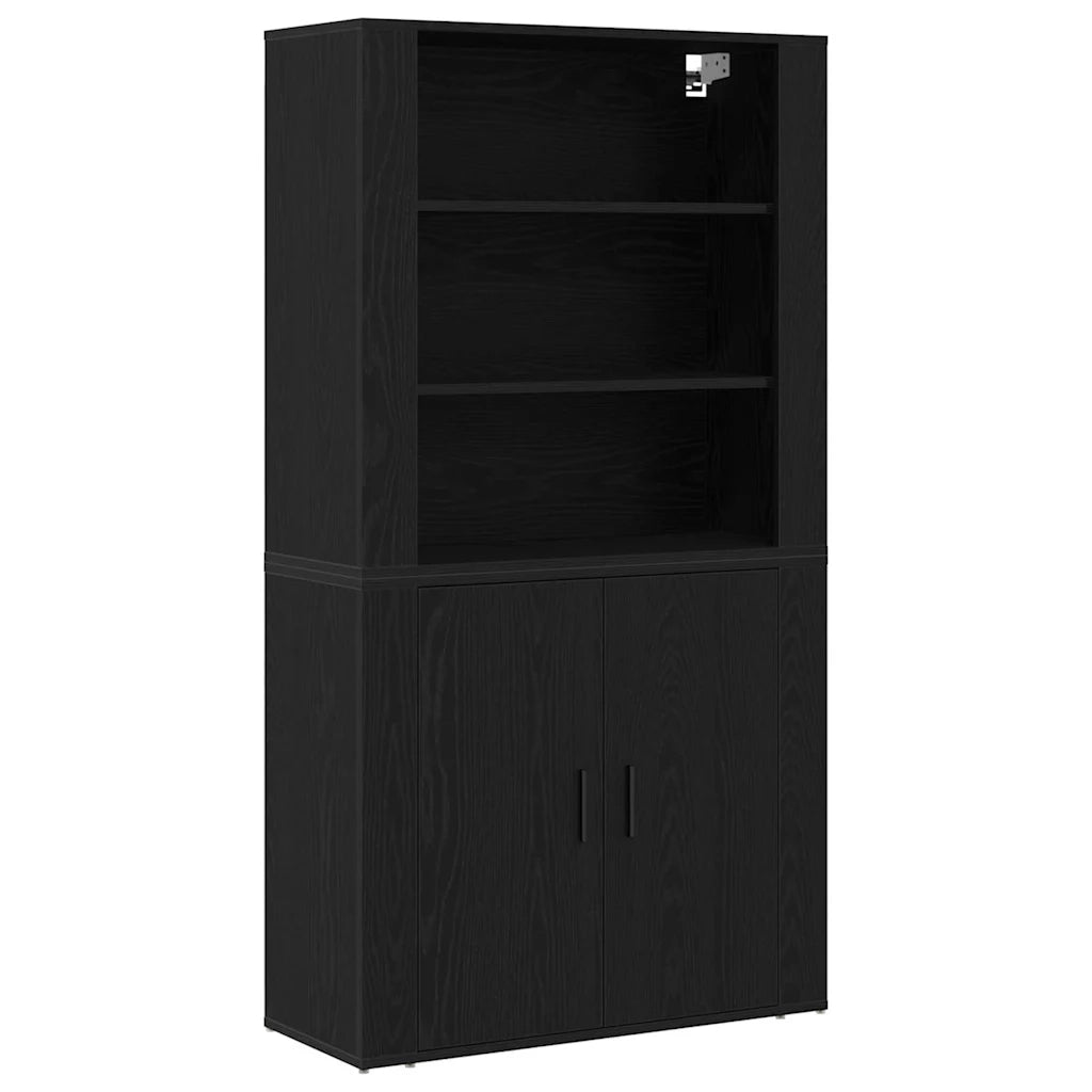 Credenza | Madia | Buffet da pranzo | Armadio da pranzo Rovere Nero 80 x 33 x 150 cm Legno multistrato