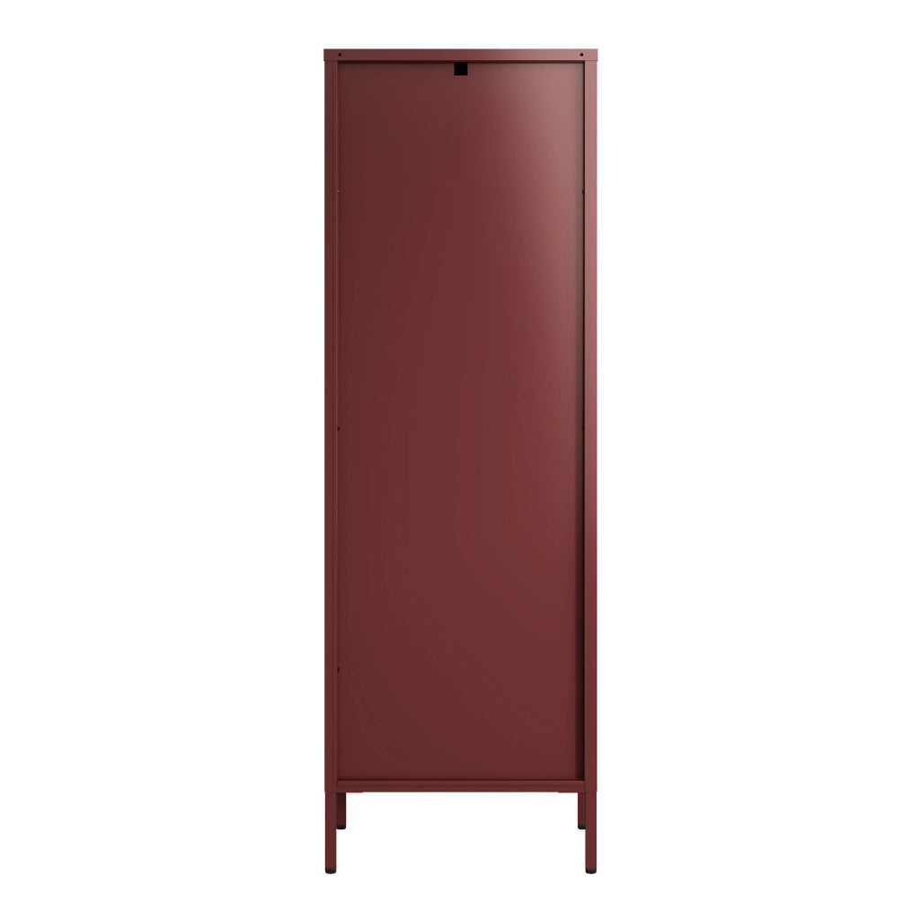 Armadio a Vetrata Säkylä con 4 Scomparti 150 x 50 x 35 cm in Acciaio - Rosso Vino [en.casa]