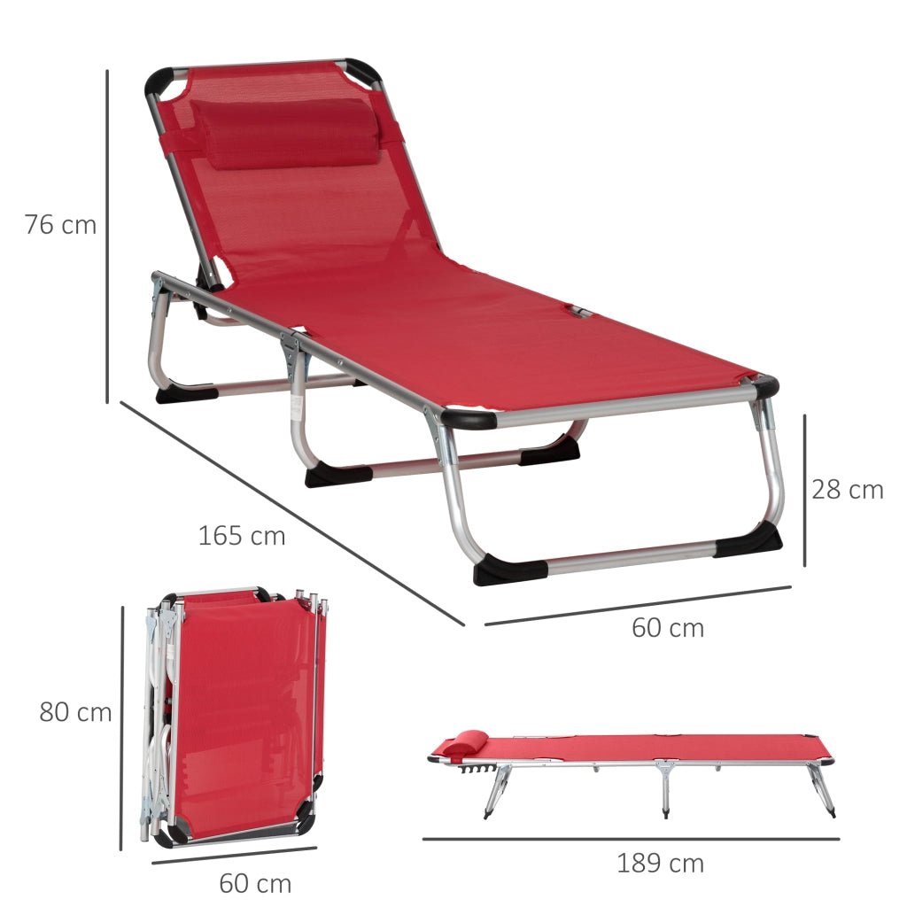 Lettino prendisole regolabile in 5 posizioni pieghevole ergonomico con tessuto a rete rosso