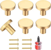 Pomelli a Sfera in Oro - 6 Pezzi, Maniglie di Apertura, Accessori Porte, Hardware Cucina, Pomelli, Acciaio Inox, Inclusi Viti per Armadio e Credenza