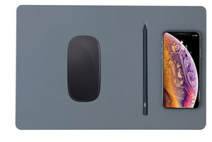 Tappetino per Mouse 34,6x22,5x0,5 cm con Base di Ricarica Wireless Veloce Grigio