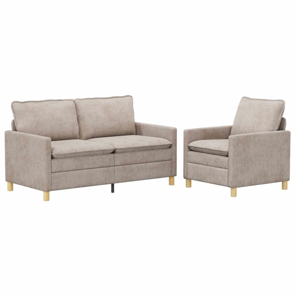Set di divani 2 pcs Beige Poliestere