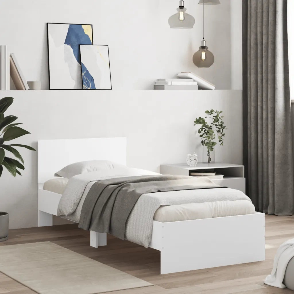 Giroletto con Testiera Bianco 90x200 cm in Legno Multistratocod mxl 134527