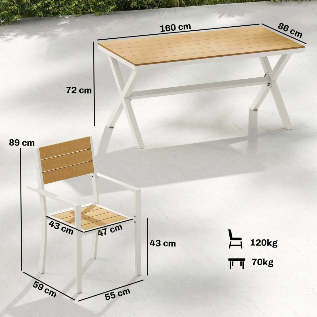 Set di Sedie da Pranzo per Esterni 7 Pezzi in Teak e Alluminio ¨C Zephmum ¨C Grigio