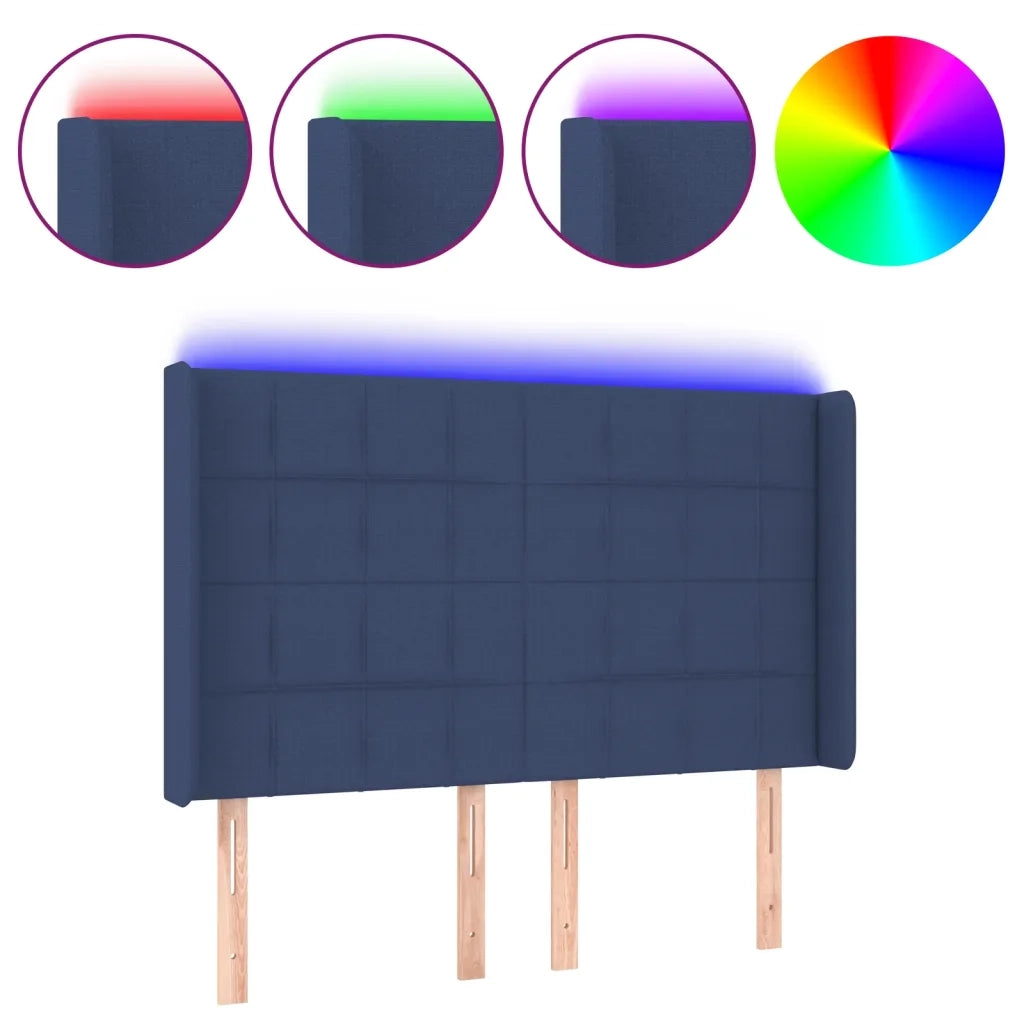 Testiera a LED-Testata con LED Blu 147x16x118/128 cm in Tessuto 691669