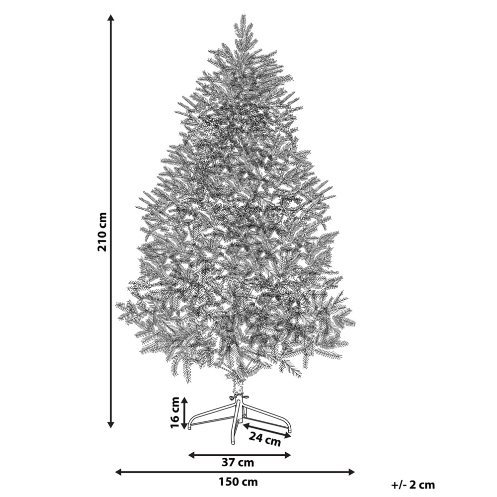 Albero di Natale Artificiale Bianco Innevato Base Metallo PVC 210 cm